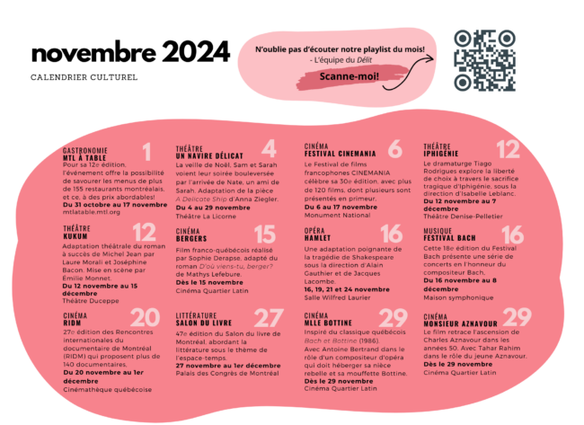 Calendrier culturel – Novembre 2024